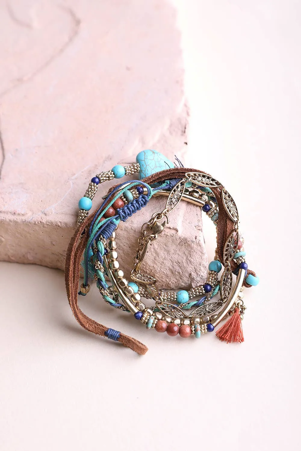 Turquoise Stackable Suede Bracelet: Turquoise