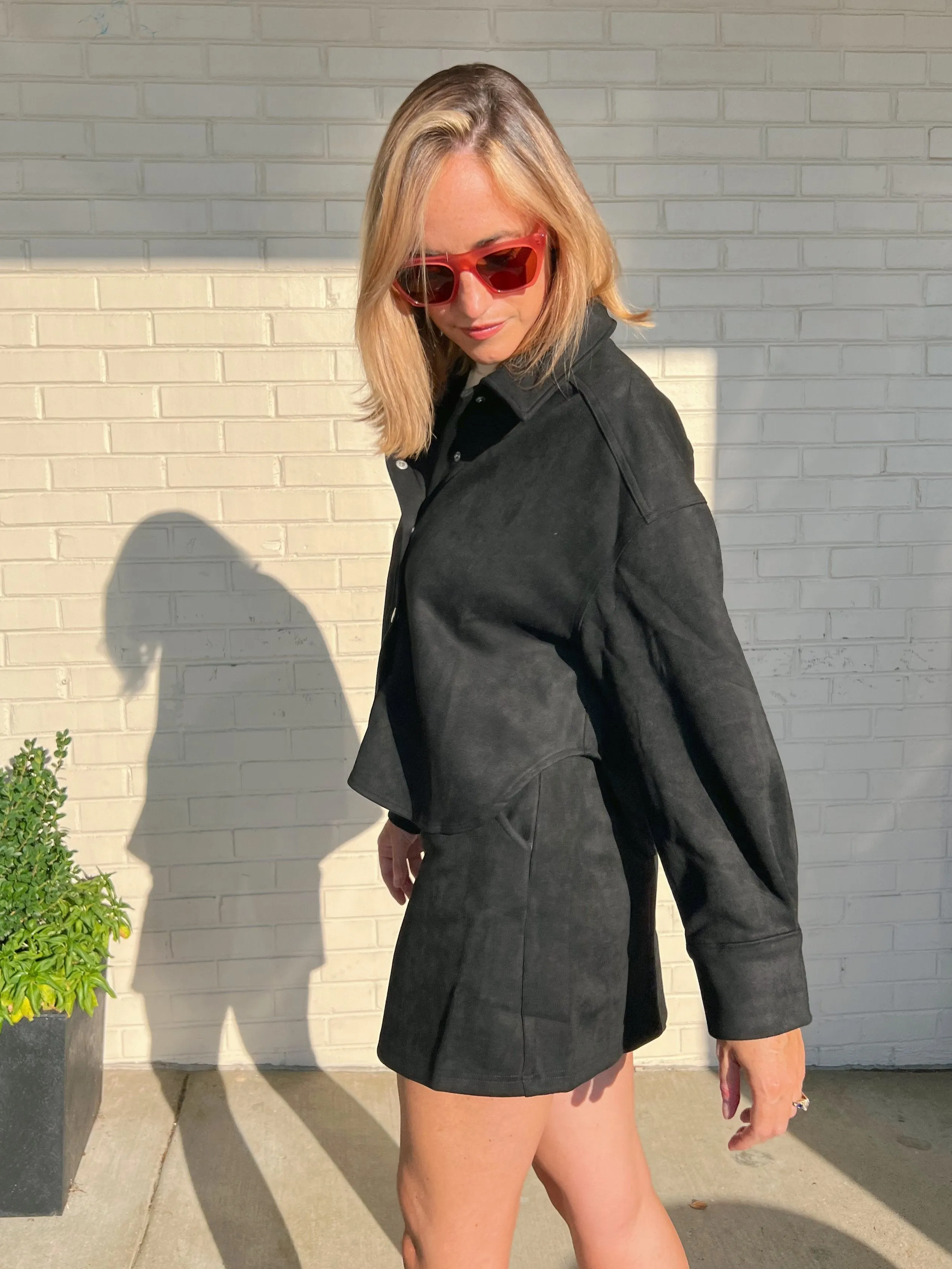 Tuscany Button Up Faux Suede Jacket