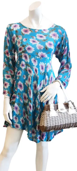 Upsy Daisy Blue Cotton Vintage Dress