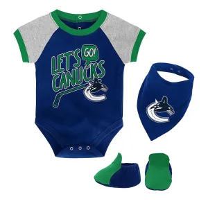 Vancouver Canucks Outer Stuff NHL Let's Go Team Creeper Baby Bib & Bootie Set