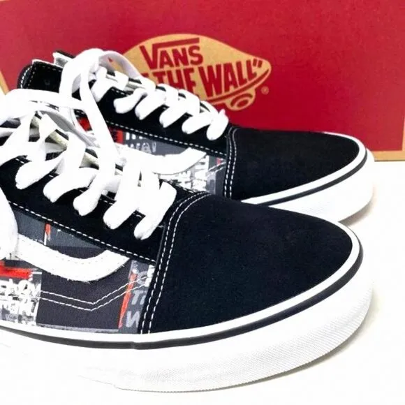 VANS Old Skool Shoe Casual Low Top Canvas Suede Red VN0A4U3BWZ4 Size Men's Black