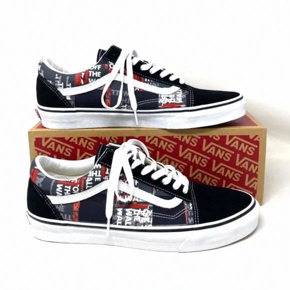 VANS Old Skool Shoe Casual Low Top Canvas Suede Red VN0A4U3BWZ4 Size Men's Black