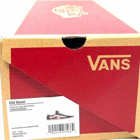VANS Old Skool Shoe Casual Low Top Canvas Suede Red VN0A4U3BWZ4 Size Men's Black