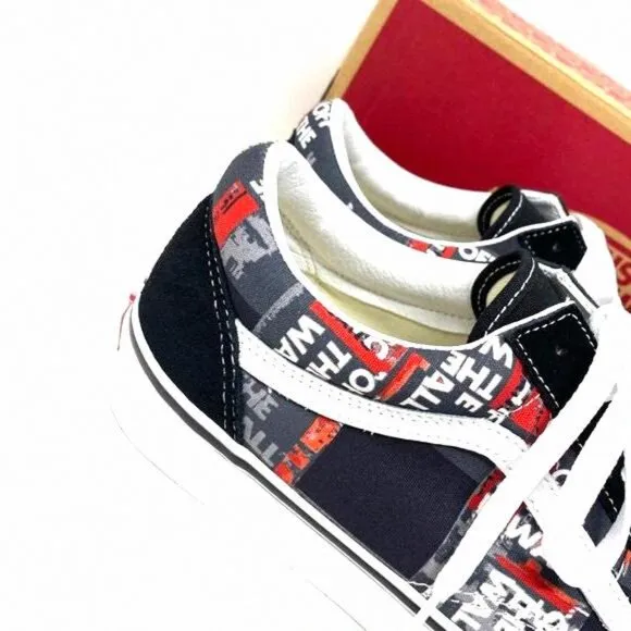 VANS Old Skool Shoe Casual Low Top Canvas Suede Red VN0A4U3BWZ4 Size Men's Black