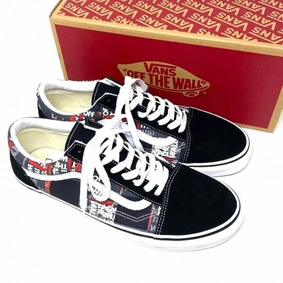 VANS Old Skool Shoe Casual Low Top Canvas Suede Red VN0A4U3BWZ4 Size Men's Black