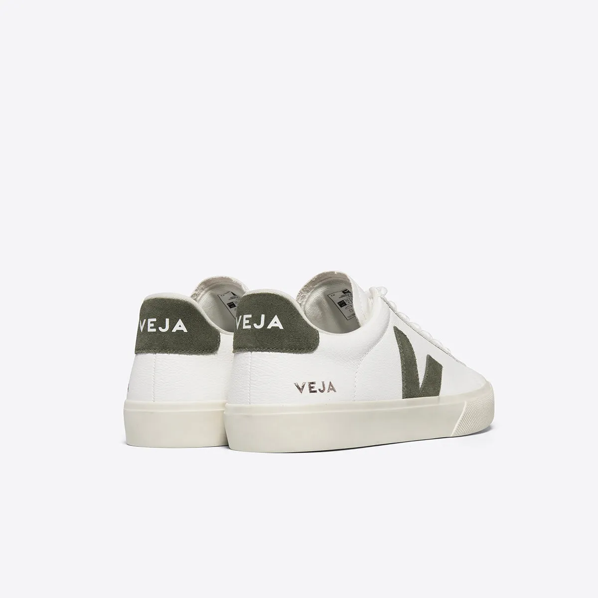 Veja - Campo Chromefree Leather Trainer in White/Kaki