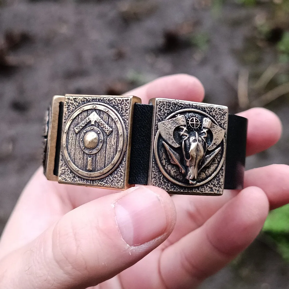 Viking warrior leather bracelet