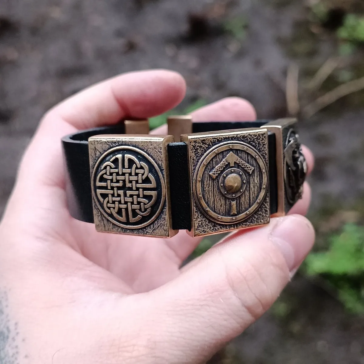 Viking warrior leather bracelet
