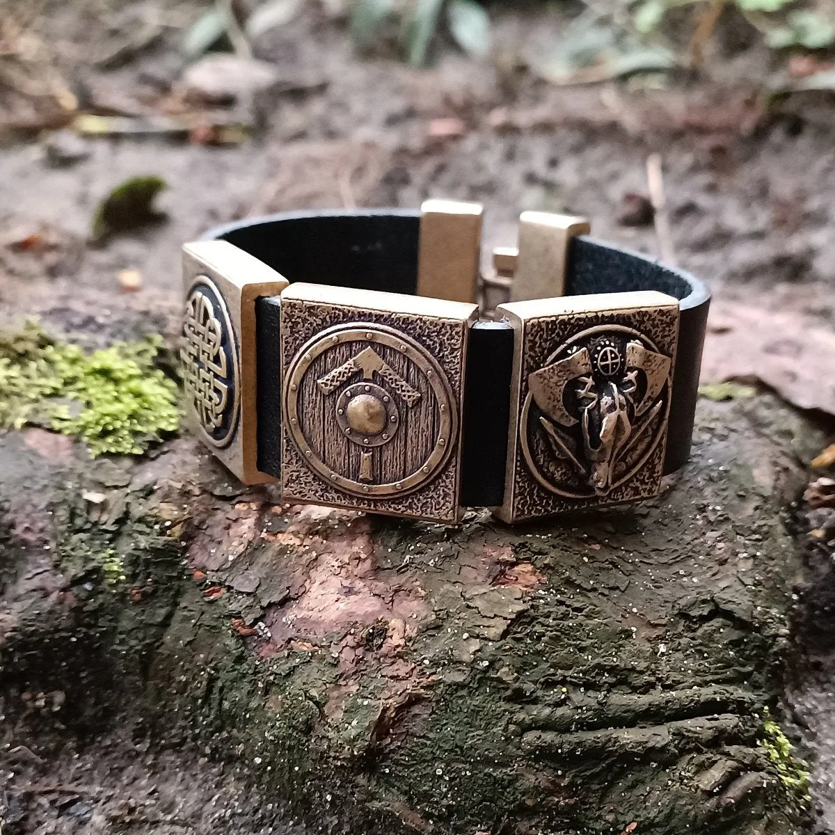 Viking warrior leather bracelet