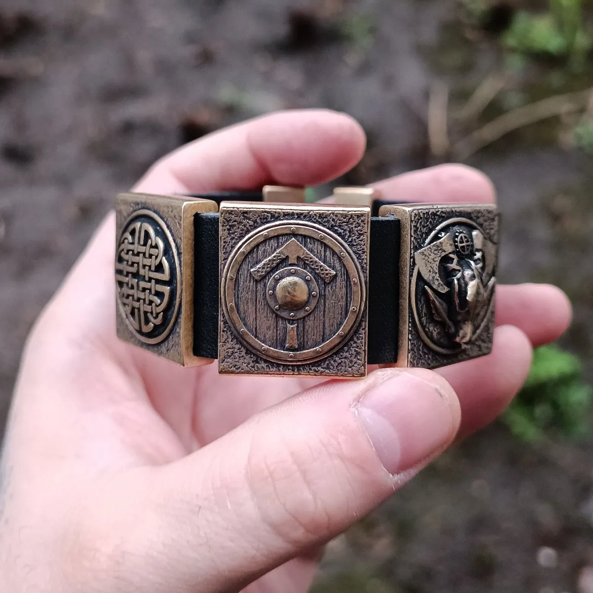 Viking warrior leather bracelet