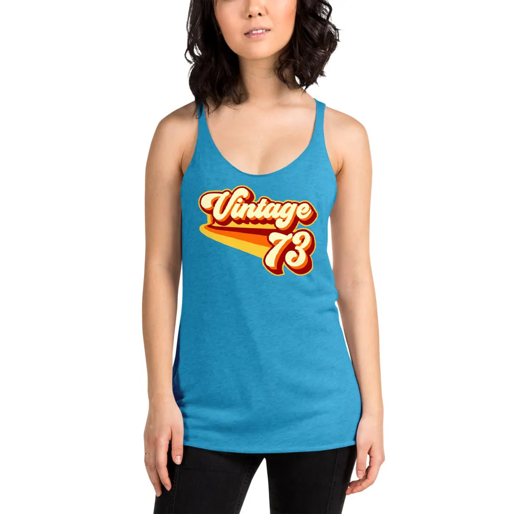 Vintage 1973 Warm Retro Lines Women's Racerback Tank