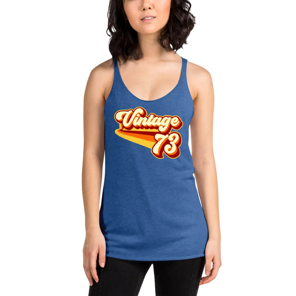 Vintage 1973 Warm Retro Lines Women's Racerback Tank