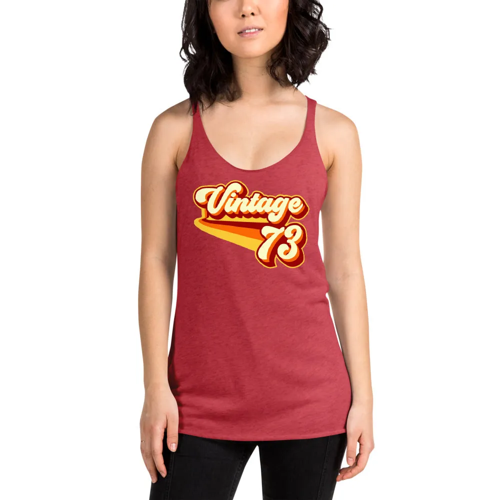 Vintage 1973 Warm Retro Lines Women's Racerback Tank