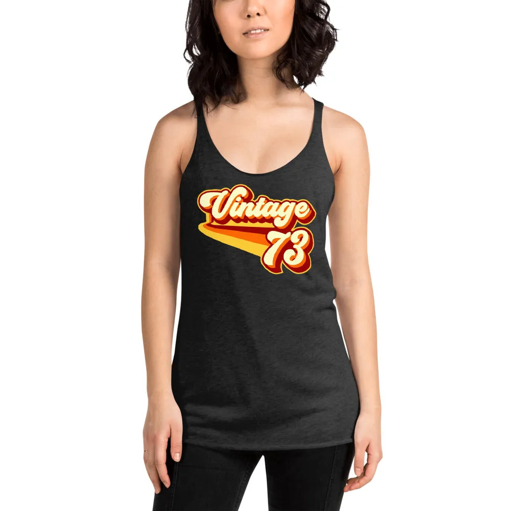 Vintage 1973 Warm Retro Lines Women's Racerback Tank