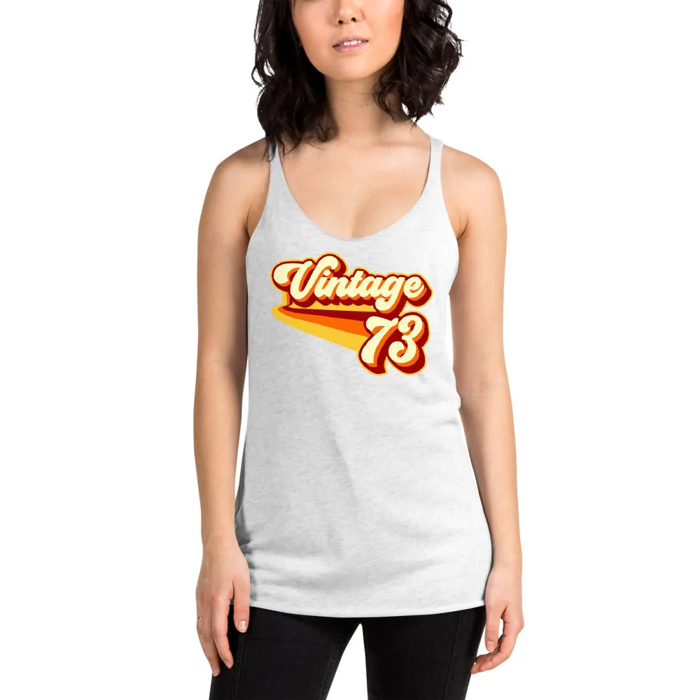 Vintage 1973 Warm Retro Lines Women's Racerback Tank