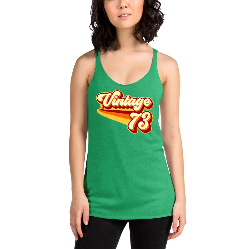 Vintage 1973 Warm Retro Lines Women's Racerback Tank