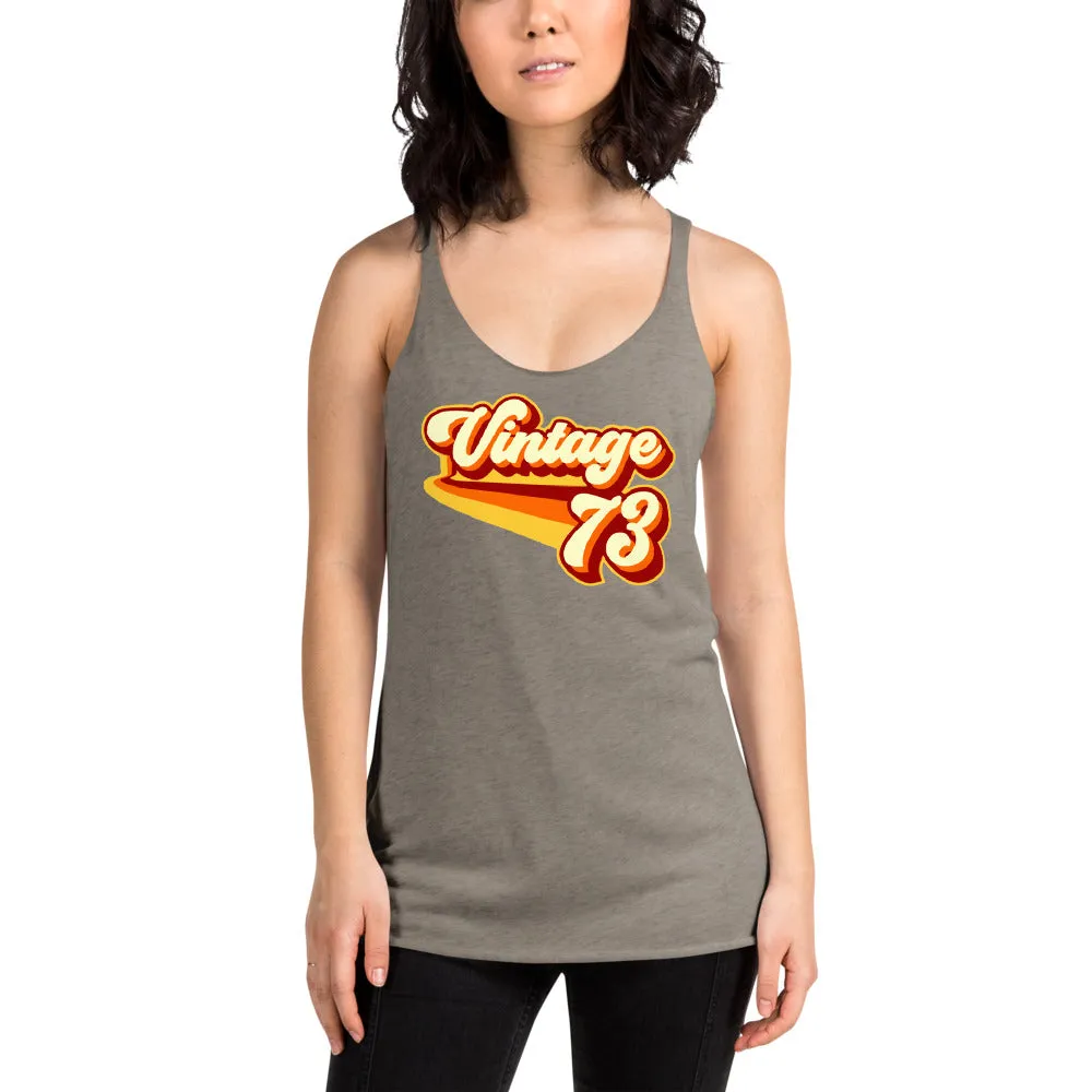 Vintage 1973 Warm Retro Lines Women's Racerback Tank