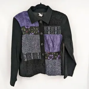 Vintage 90s First Option Suede Look Jacket Cottagecore Patchwork Medium  Petite