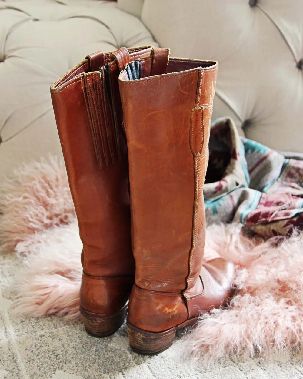 Vintage Floral Stitch Boots