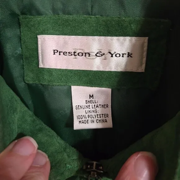 Vintage Green Genuine Leather Suede Jacket Moss Womens M