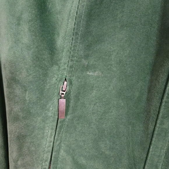 Vintage Green Genuine Leather Suede Jacket Moss Womens M