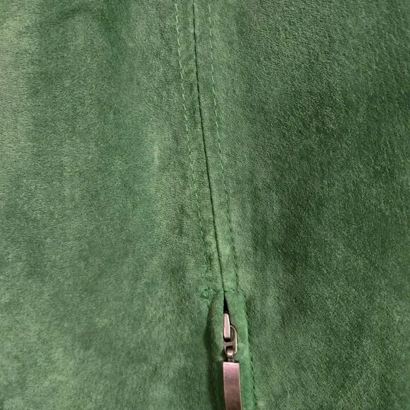 Vintage Green Genuine Leather Suede Jacket Moss Womens M