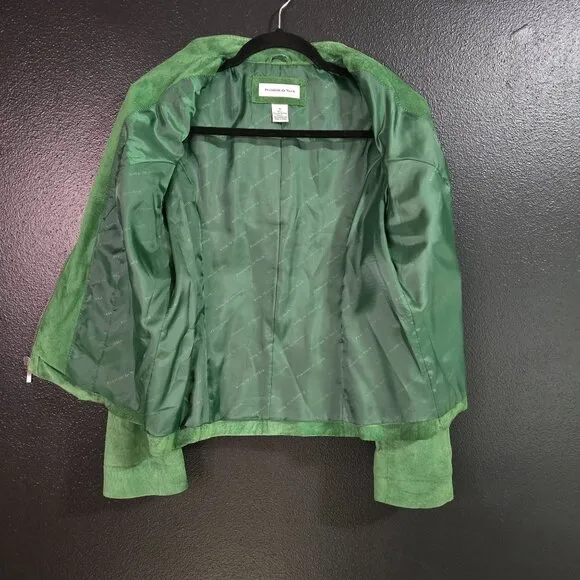 Vintage Green Genuine Leather Suede Jacket Moss Womens M
