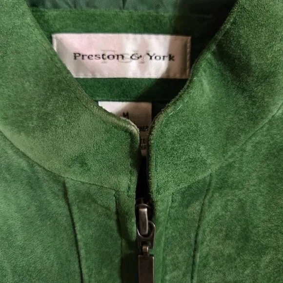 Vintage Green Genuine Leather Suede Jacket Moss Womens M