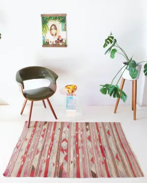 Vintage Mini Turkish Kilim Rug 3'3"x4'9"