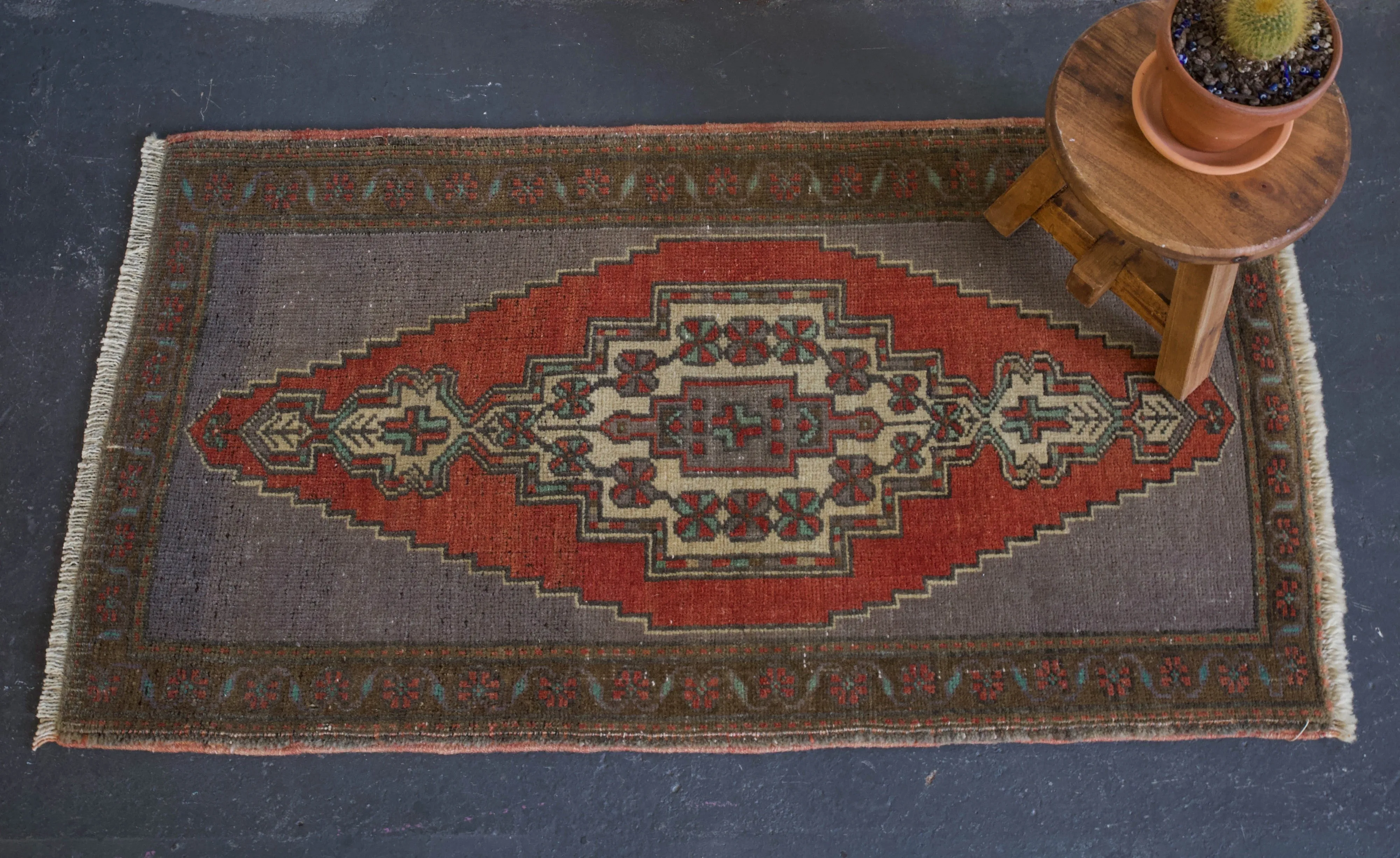 Vintage Mini Turkish Rug 1'10"x3'2"