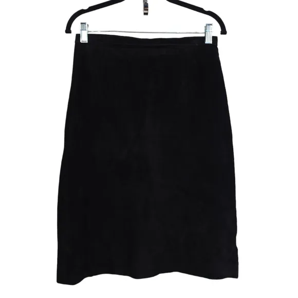 Vintage Rem Garson Pencil Skirt Womens 8 Black Suede Lined Back Slit Zip