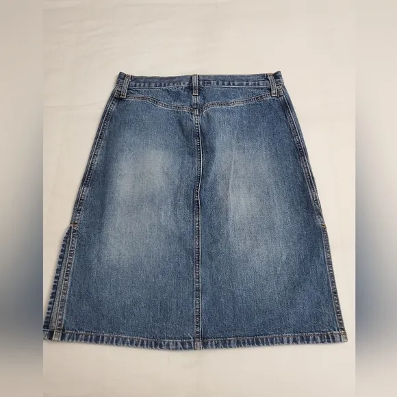 Vintage Y2K 90's Abercrombie &amp; Fitch Midi Slit Hem Denim Skirt Size 4 Retro Chic