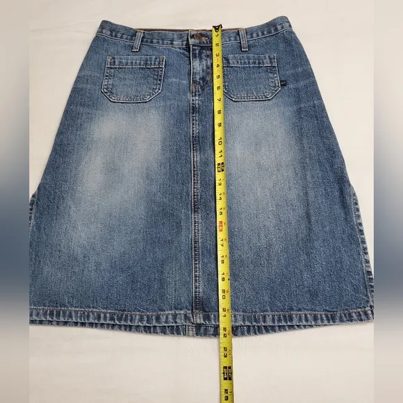 Vintage Y2K 90's Abercrombie &amp; Fitch Midi Slit Hem Denim Skirt Size 4 Retro Chic