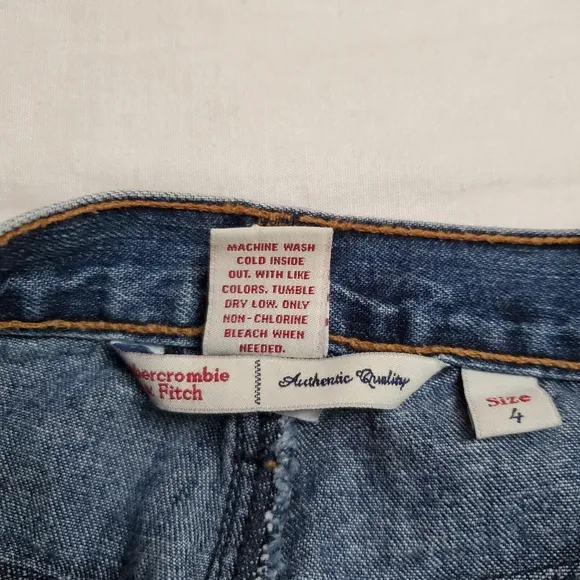 Vintage Y2K 90's Abercrombie &amp; Fitch Midi Slit Hem Denim Skirt Size 4 Retro Chic
