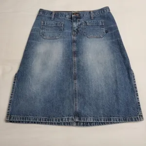 Vintage Y2K 90's Abercrombie &amp; Fitch Midi Slit Hem Denim Skirt Size 4 Retro Chic