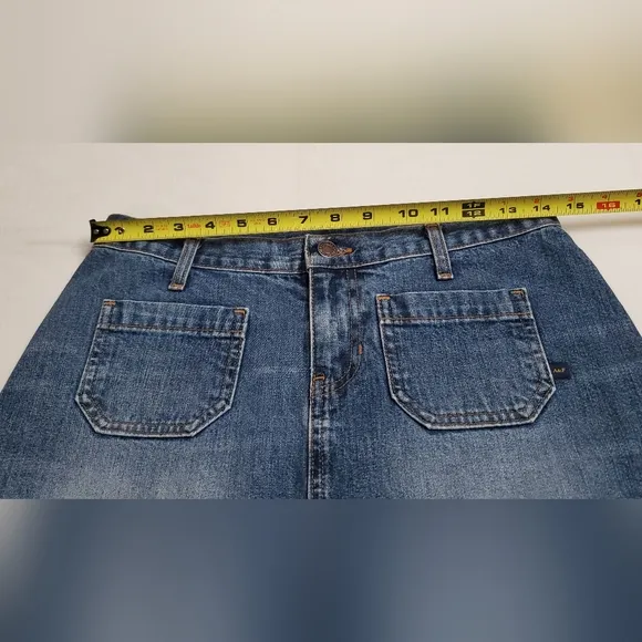 Vintage Y2K 90's Abercrombie &amp; Fitch Midi Slit Hem Denim Skirt Size 4 Retro Chic