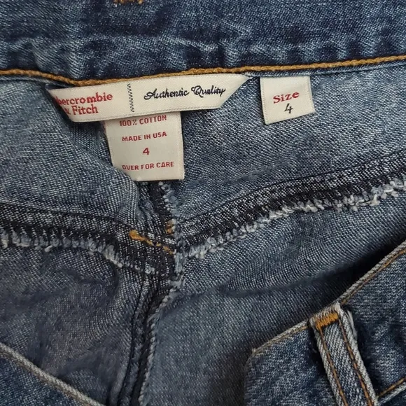 Vintage Y2K 90's Abercrombie &amp; Fitch Midi Slit Hem Denim Skirt Size 4 Retro Chic