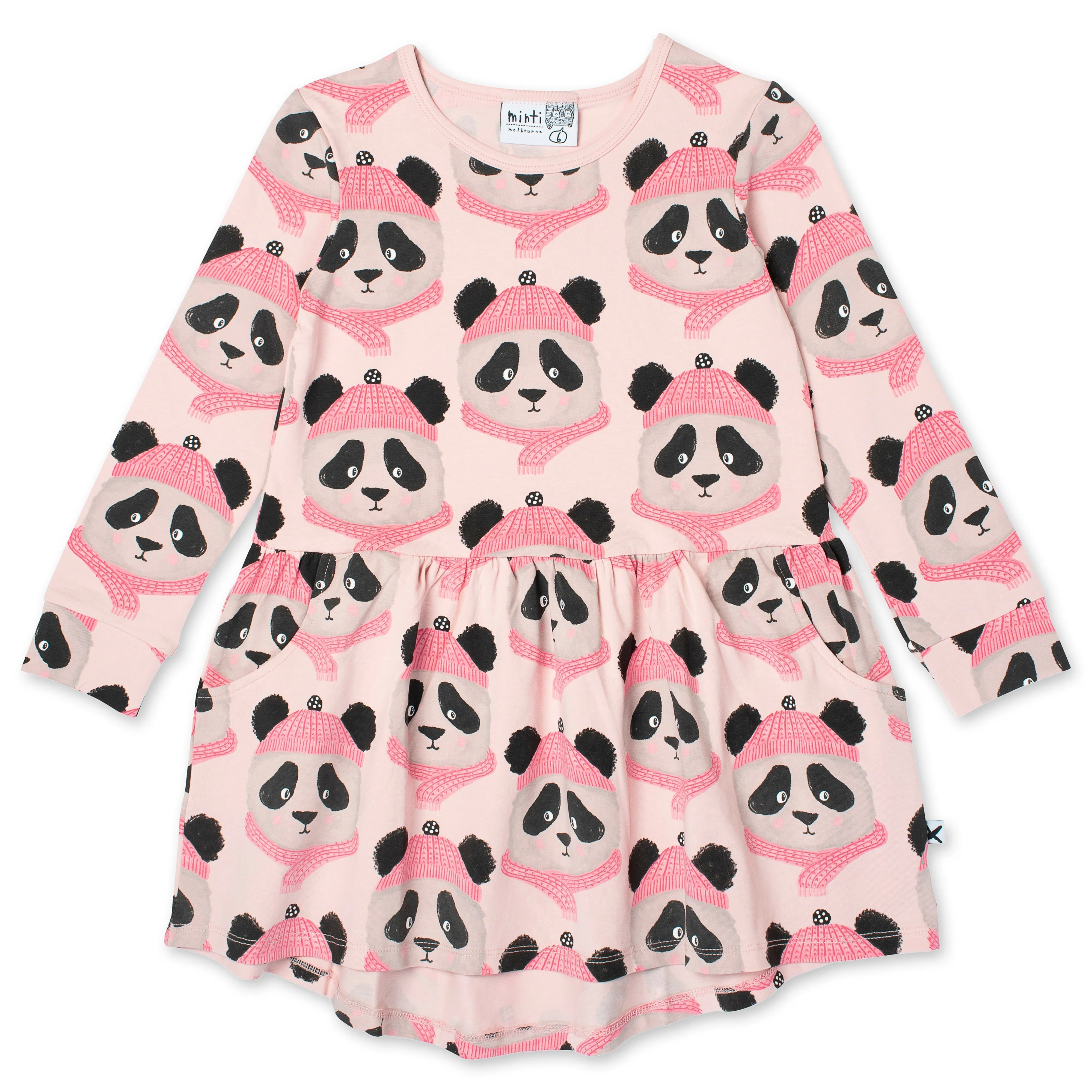 Warm Pandas Dress - Muted Pink