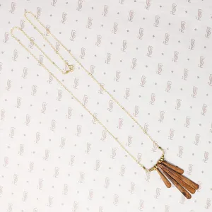 Warm Wood & Brass Fringe Necklace by Brin