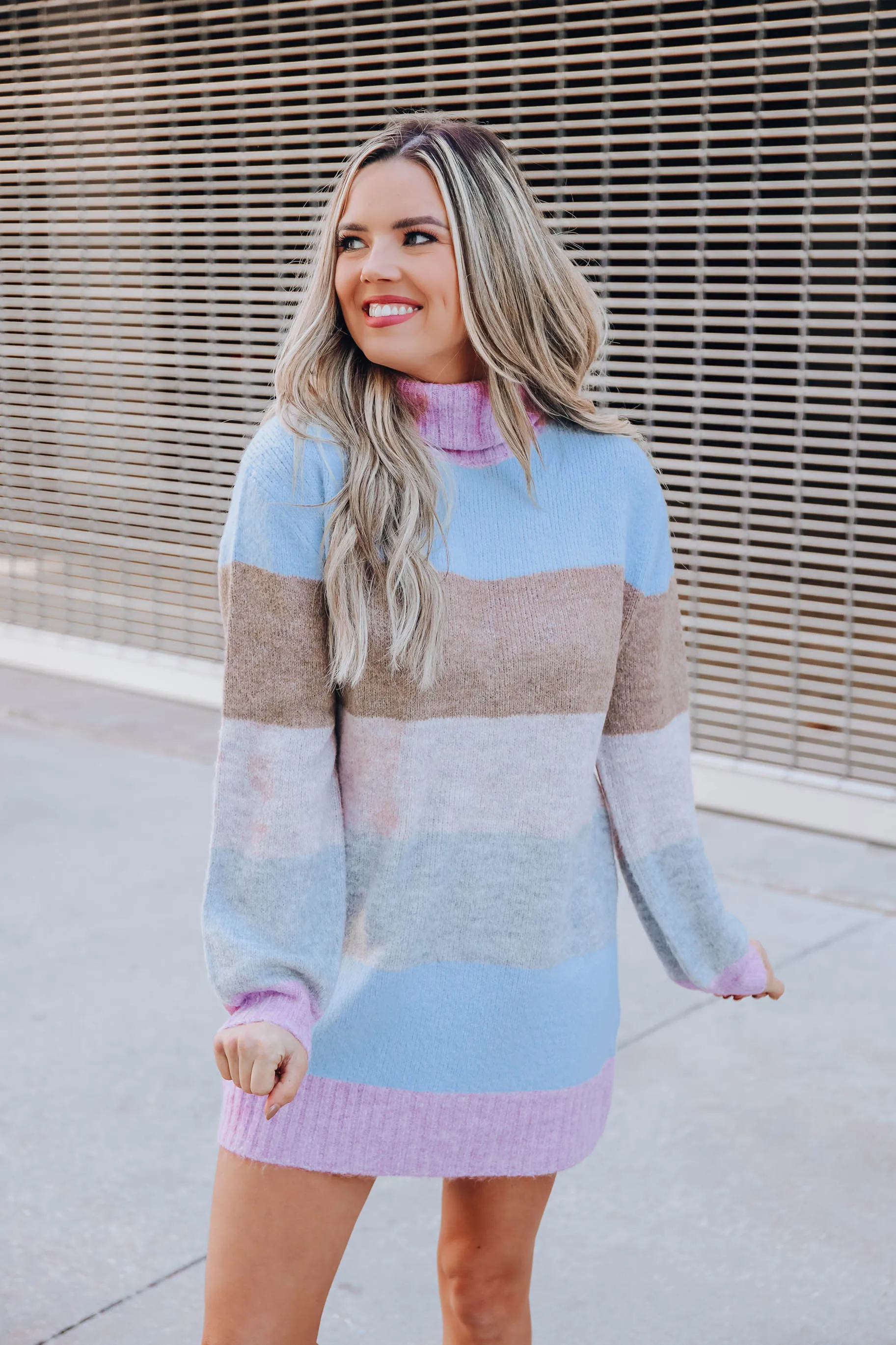 Warmhearted Striped Sweater Dress