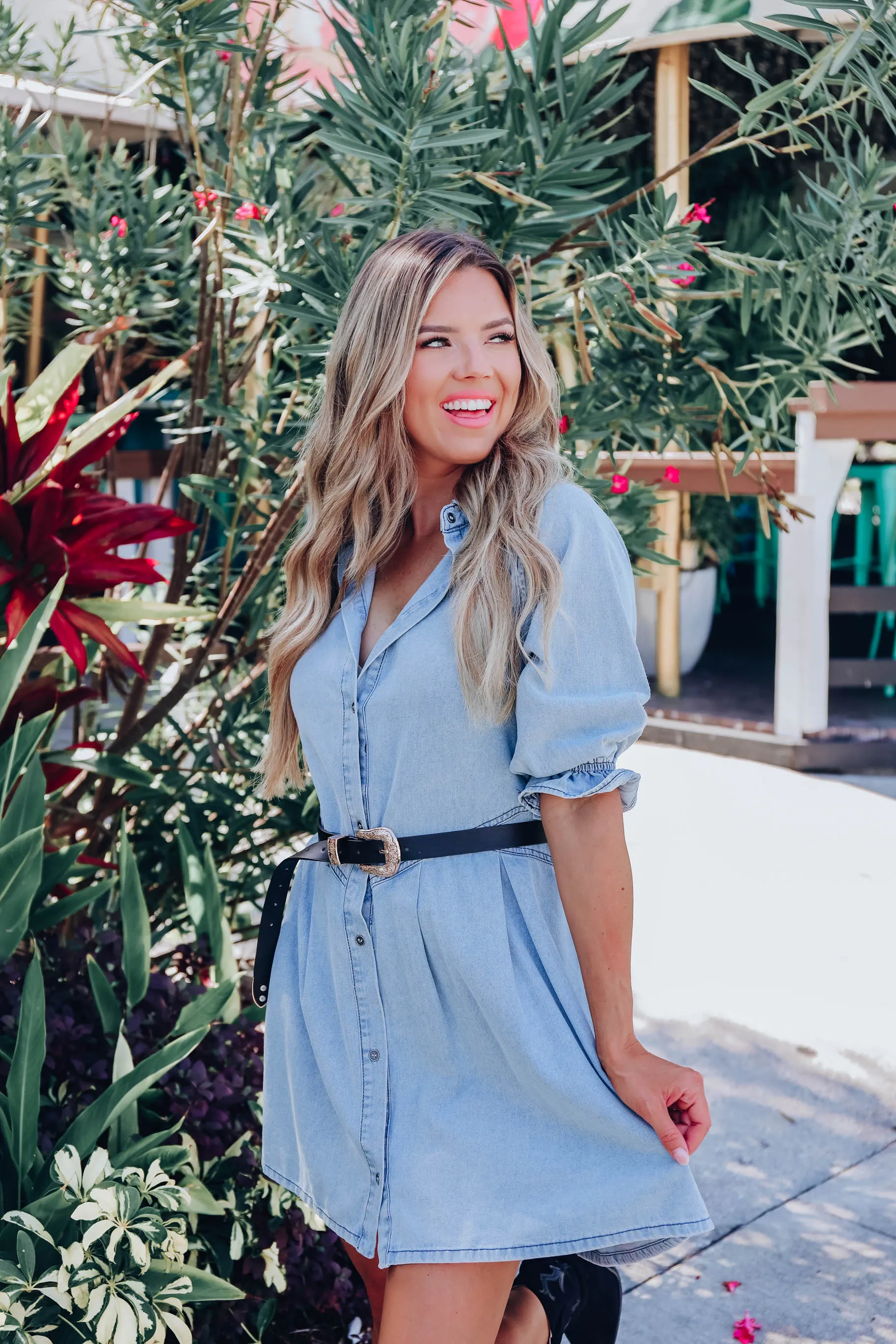 Western Chambray Mini Dress
