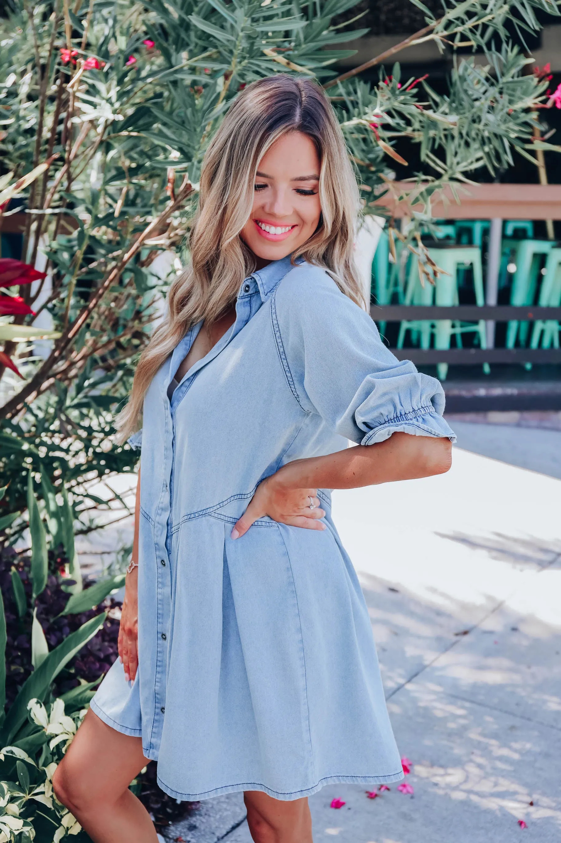 Western Chambray Mini Dress
