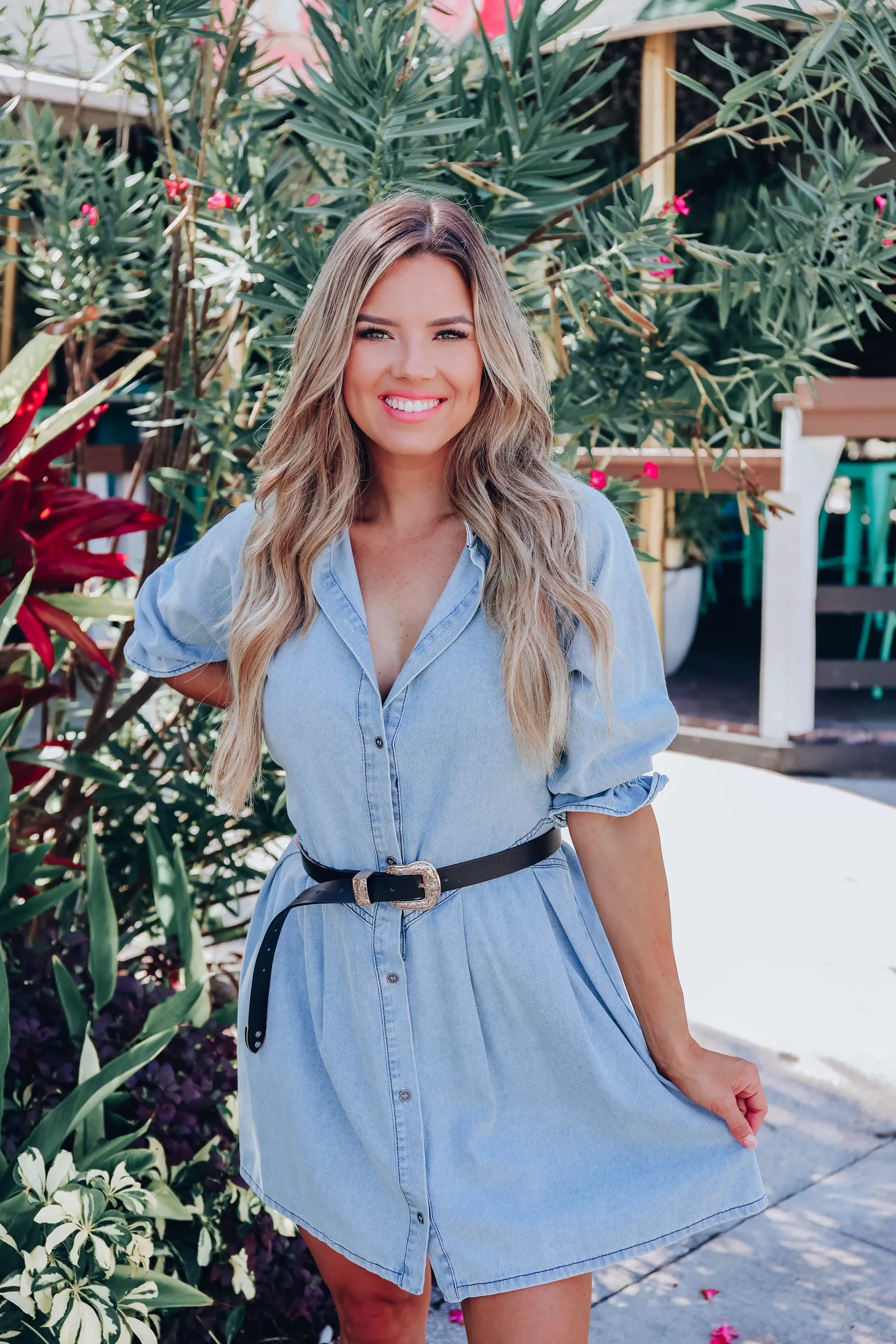 Western Chambray Mini Dress