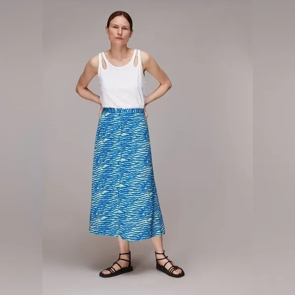 WHISTLES Seafoam Button Front Skirt
