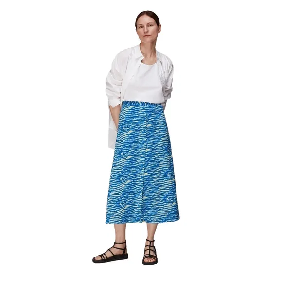 WHISTLES Seafoam Button Front Skirt