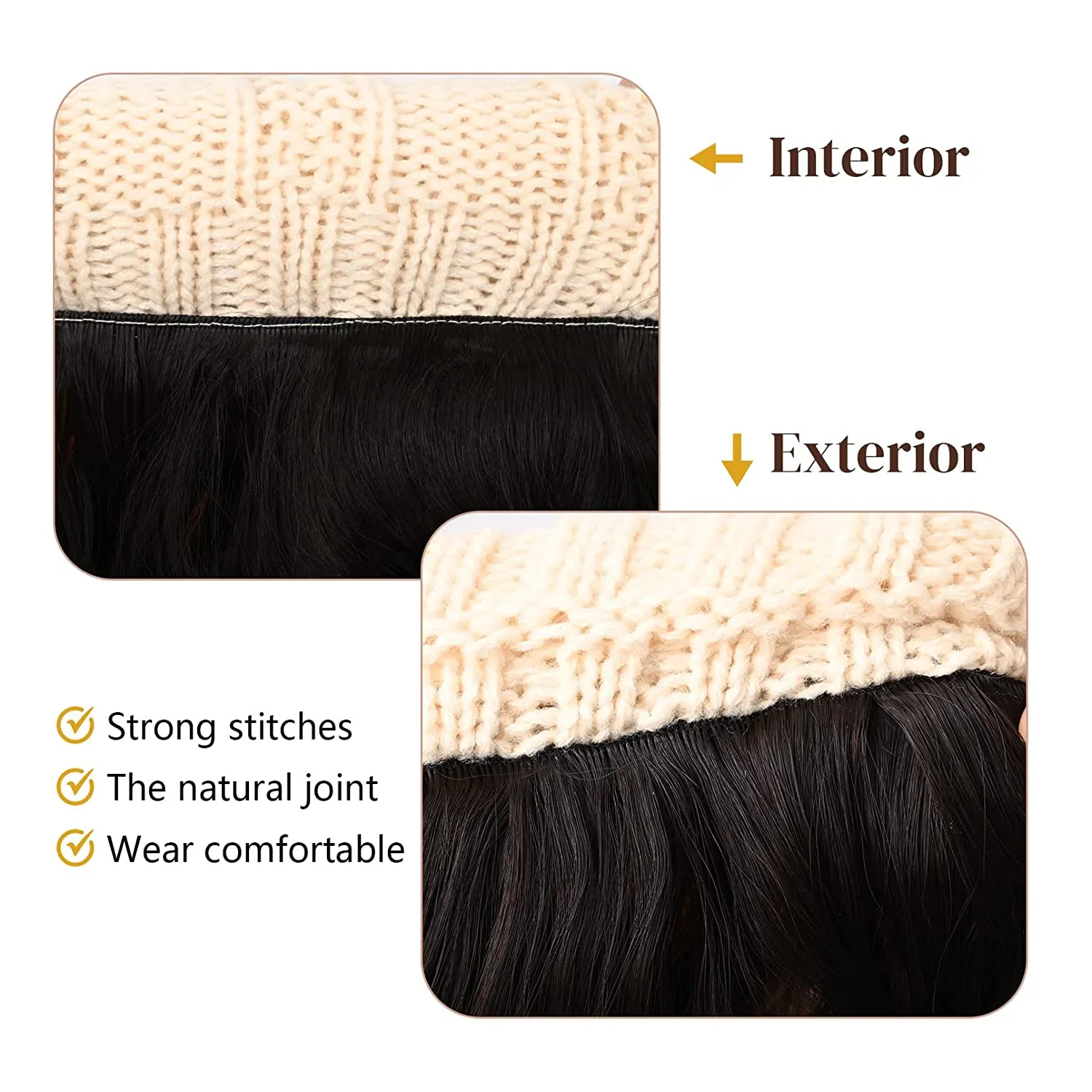 Wigyy  Ins Hot Hat Hair Extension Long Wavy Curly White Hat Wig