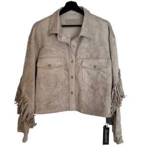 Women's Blank NYC Faux Suede Fringe Shirt Jacket Large NWT Fall Western Boho