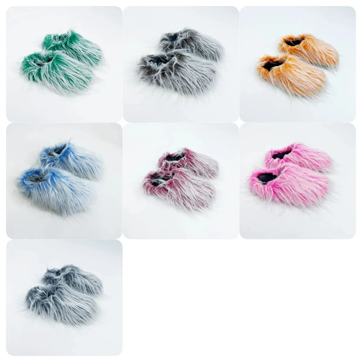 Women's Fashionable Faux Fur Slippers – Elegant Flat Platform Slip-On Shoes