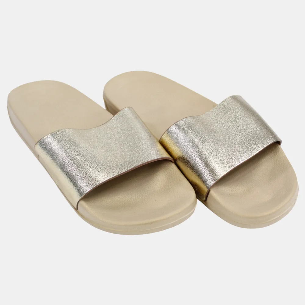 Women's Rubber Slides – Metallic Gold