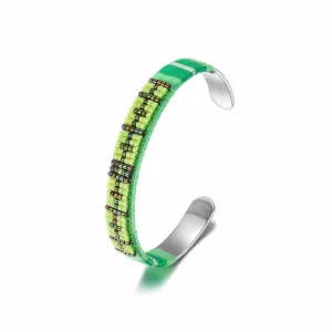 Woven Beaded Cuff Green